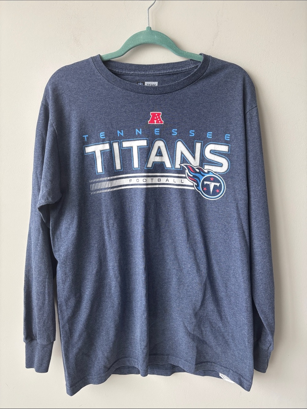 NFL Tennessee Titans Long Sleeve Tee - Navy with Team Logo Sz M